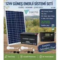 12W Güneş Enerji Sistemi Seti – Telefon Şarjlı Taşınabilir Solar Aydın 